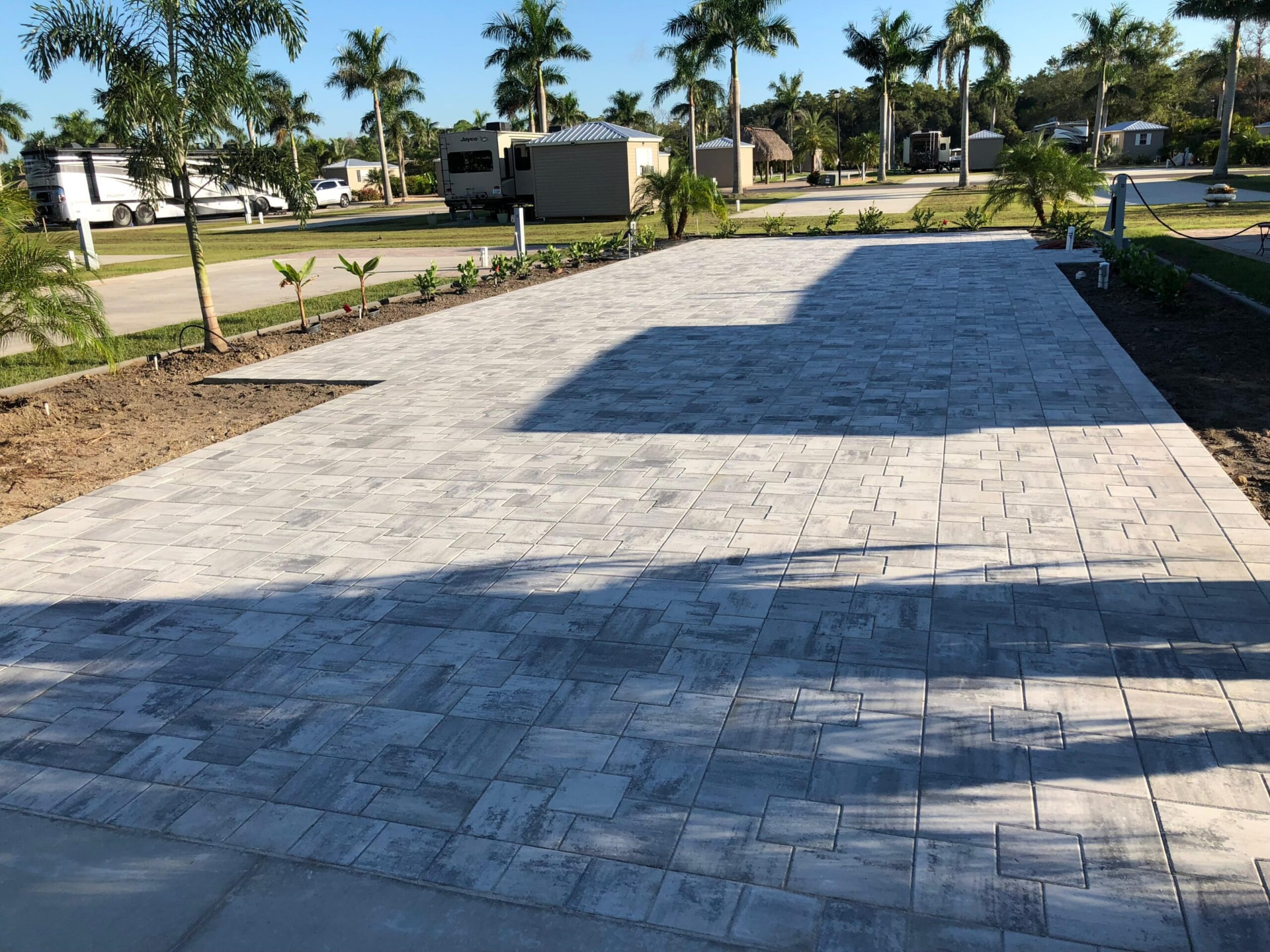 Large format paver RV pad in a resort community