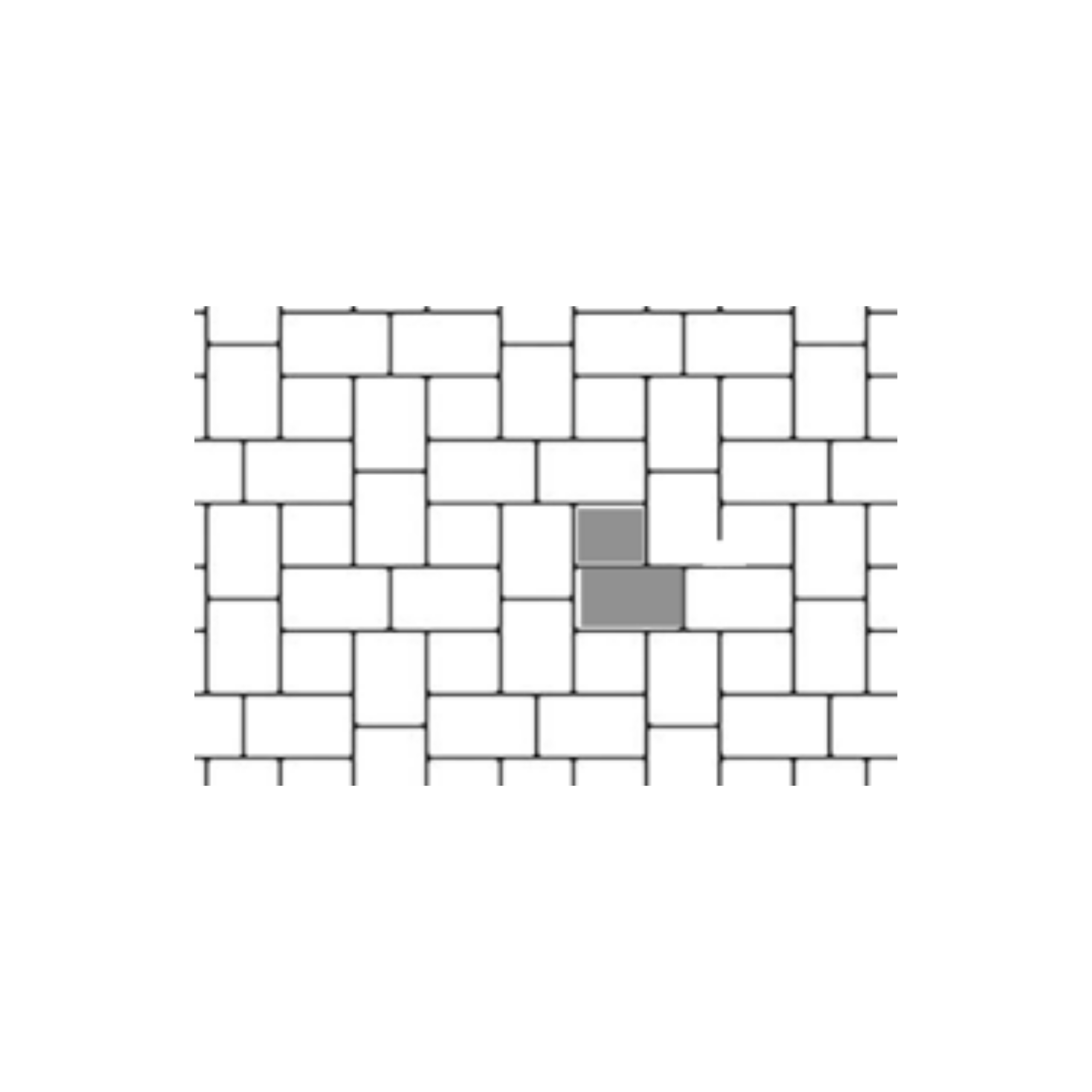 Combination 2 pc Random T pattern paver installation pattern diagram